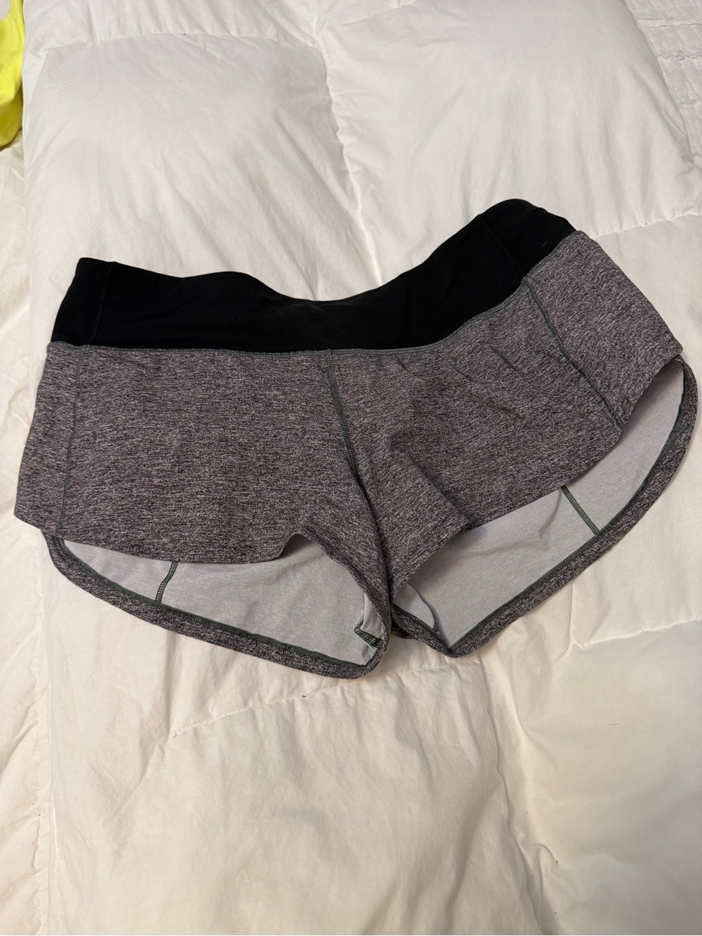 lululemon athletica Heather Gray Running Shorts with Black Waistband